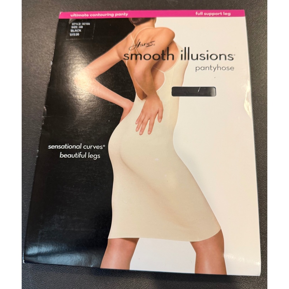 Hanes AB Pantyhose Black Smooth Illusions Ultimate Contouring Panty 0C168 NEW